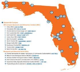 Map of UF/IFAS Research Facilities