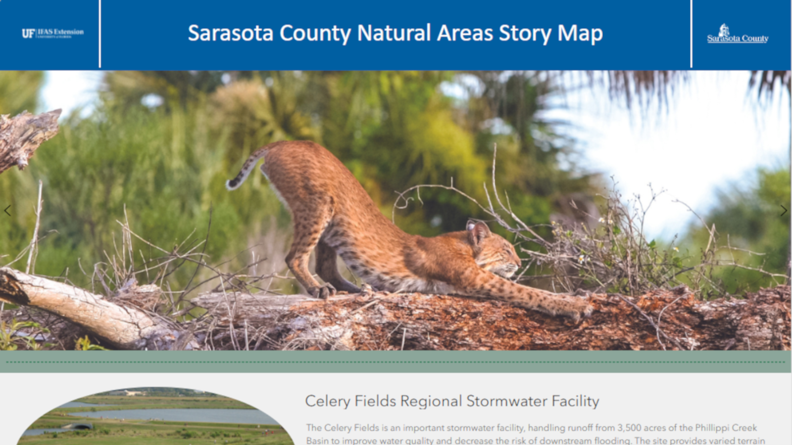 screenshot of natural areas story map landing page