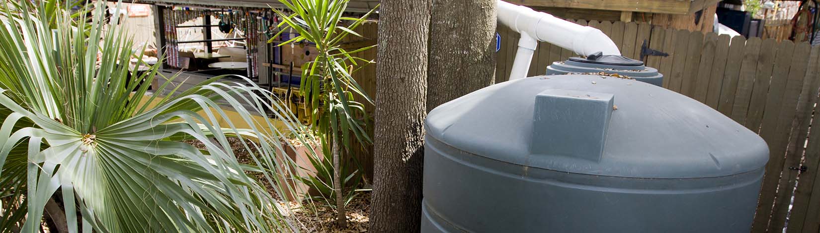Restaurant saving and using rainwater in cistern