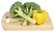 Food Safety: vegetables on cutting board