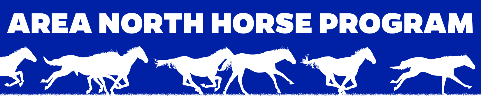 banner featuring running horses and text 