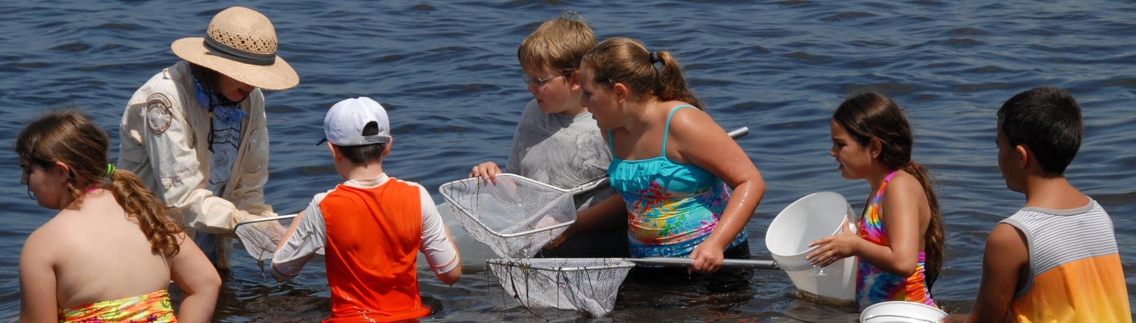 4-H youth with nets attending a marine ecology camp
