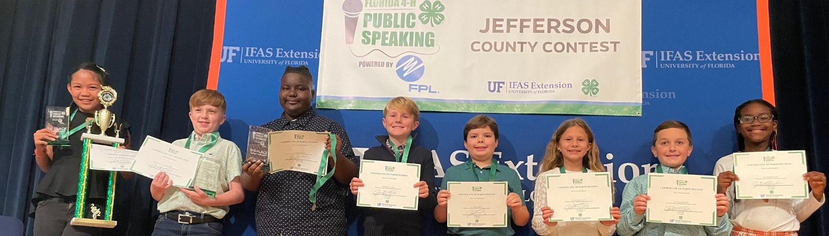 Florida 4-H School Speech Contest, Jefferson County participants group photo
