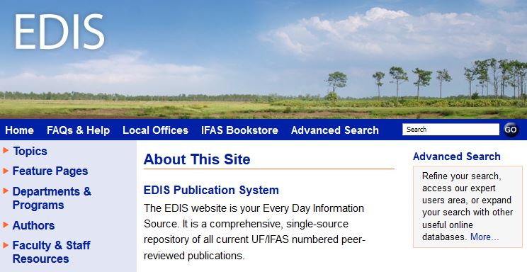 Capture of EDIS web page top