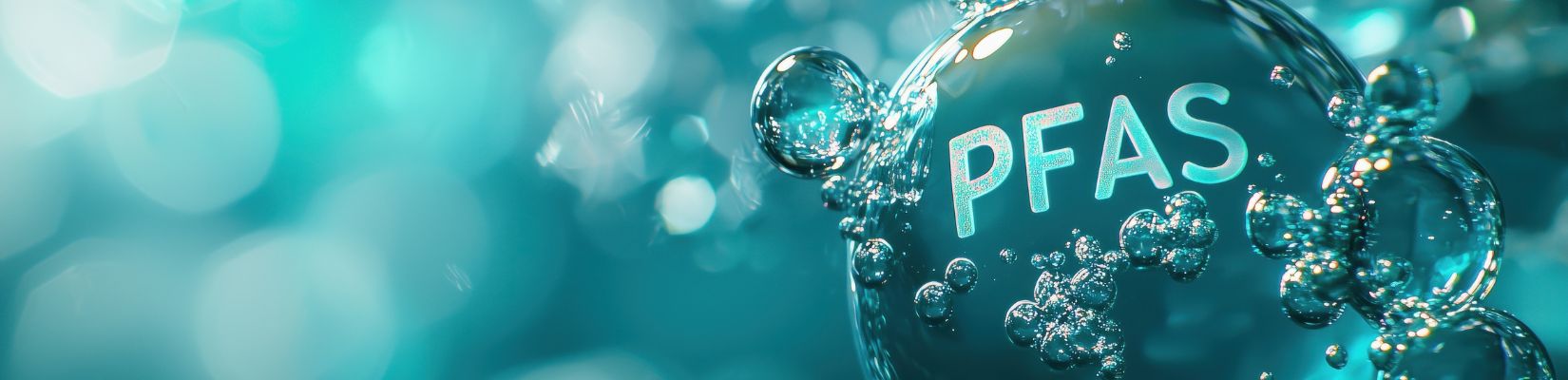 blue bubbles with PFAS written