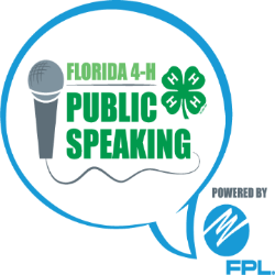 logo for 4-h public speaking school enrichment program, w/ fpl as sponsor