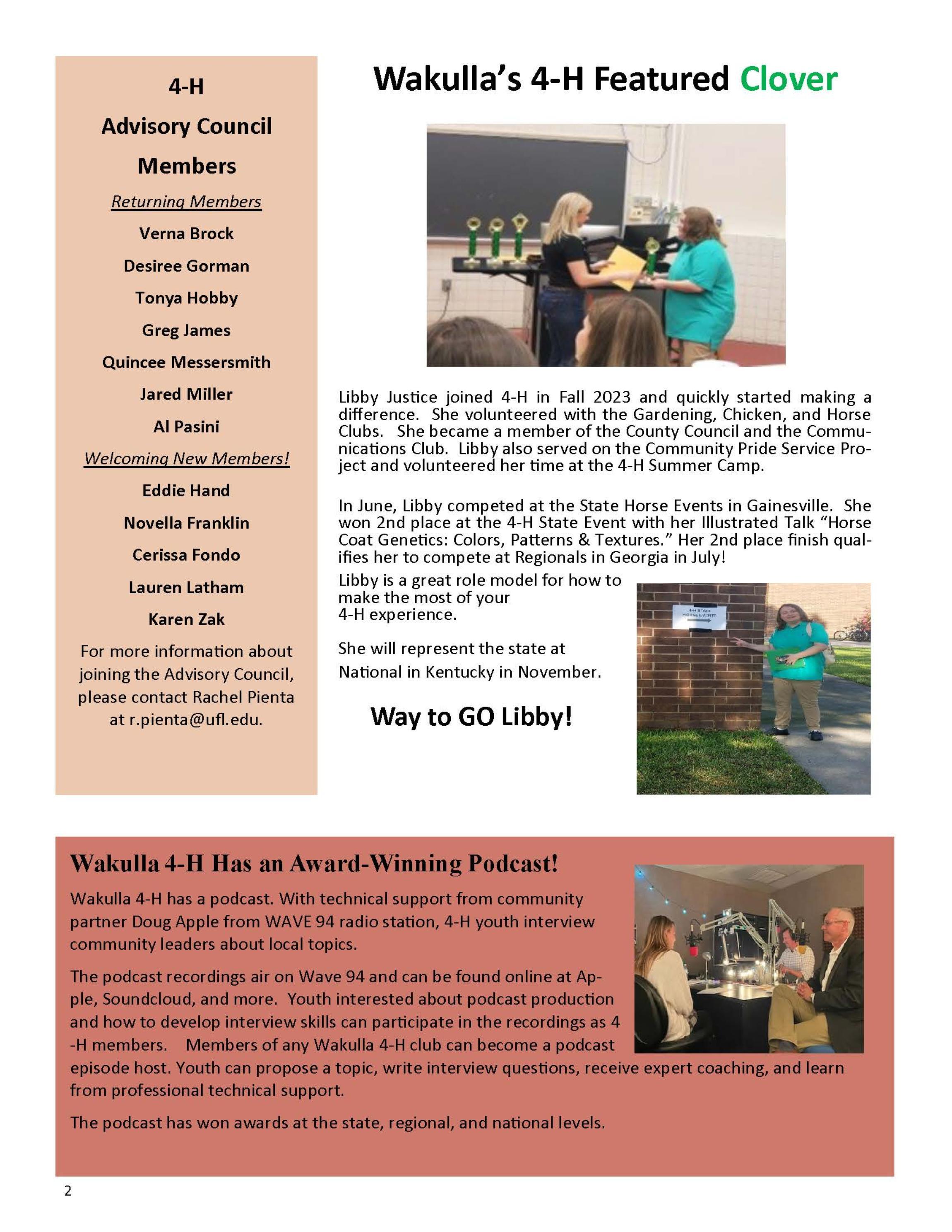 Wakulla 4-H News August 2024 p2